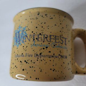Amana Colonies 2010 Speckled Yellow Winterfest Fire Department Mug Apx 3.5 x 3.5